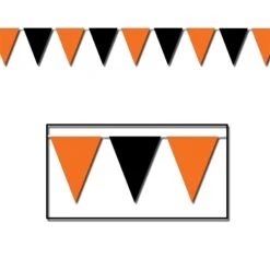Halloween Orange & Black Pennant Banner