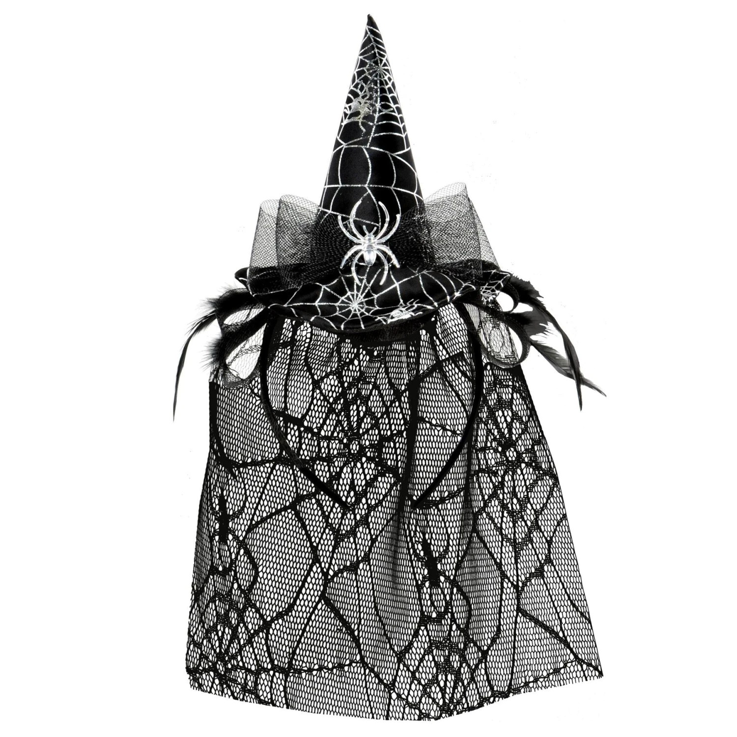 Halloween Spider Witch Hat Headband With Veil 1 Halloween Spider Witch Hat Headband With Veil