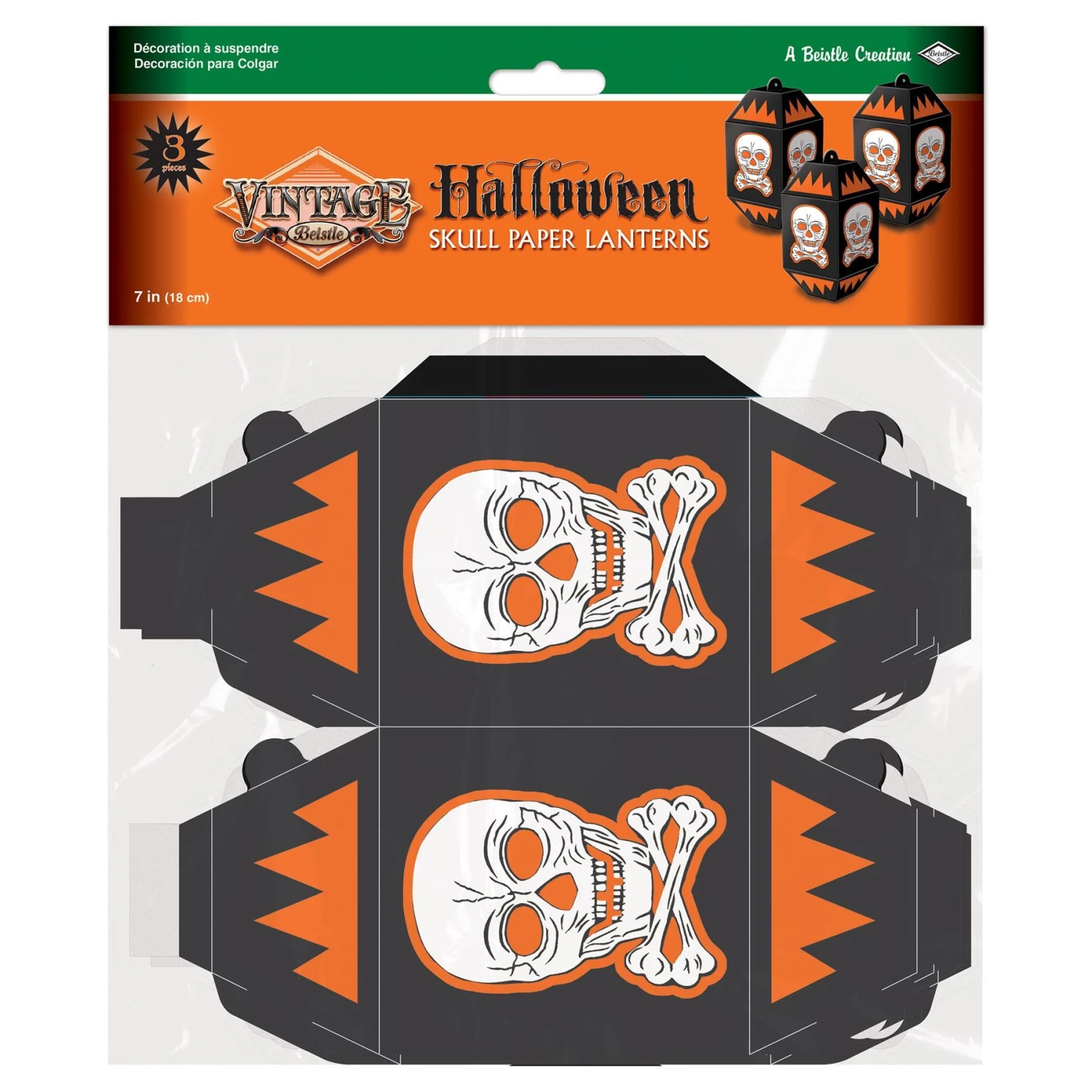 Vintage Halloween Skull Paper Lanterns (3 Per Package) 2 Vintage Halloween Skull Paper Lanterns (3 Per Package) - Image 2