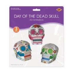 Day Of The Dead 3-D Sugar Skull Centerpieces (3 Per Package) 10 Day Of The Dead 3-D Sugar Skull Centerpieces (3 Per Package) -Bulk Party Supplies Shop 00449 i3