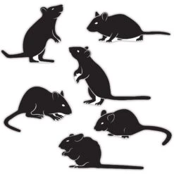 Mice Silhouettes Printed 2 Sides (6 Per Package)