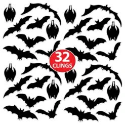 Halloween Bat Silhouette Clings (1 Sheet Per Package) 15 Halloween Bat Silhouette Clings (1 Sheet Per Package) -Bulk Party Supplies Shop 00483 i7 1