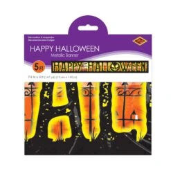 Metallic Happy Halloween Banner -Bulk Party Supplies Shop 00539 i3