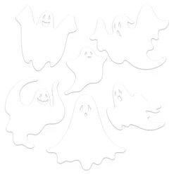 Plastic Die-Cut Ghost Decorations (6 Per Package)