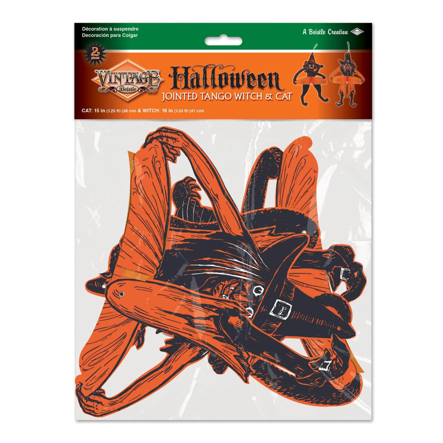 Vintage Halloween Tango Witch & Cat Decoration Set 2 Vintage Halloween Tango Witch & Cat Decoration Set - Image 2