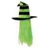 Halloween Witch Hat With Hair - Lime Green 2 Halloween Witch Hat With Hair - Lime Green -Bulk Party Supplies Shop 00713 LG