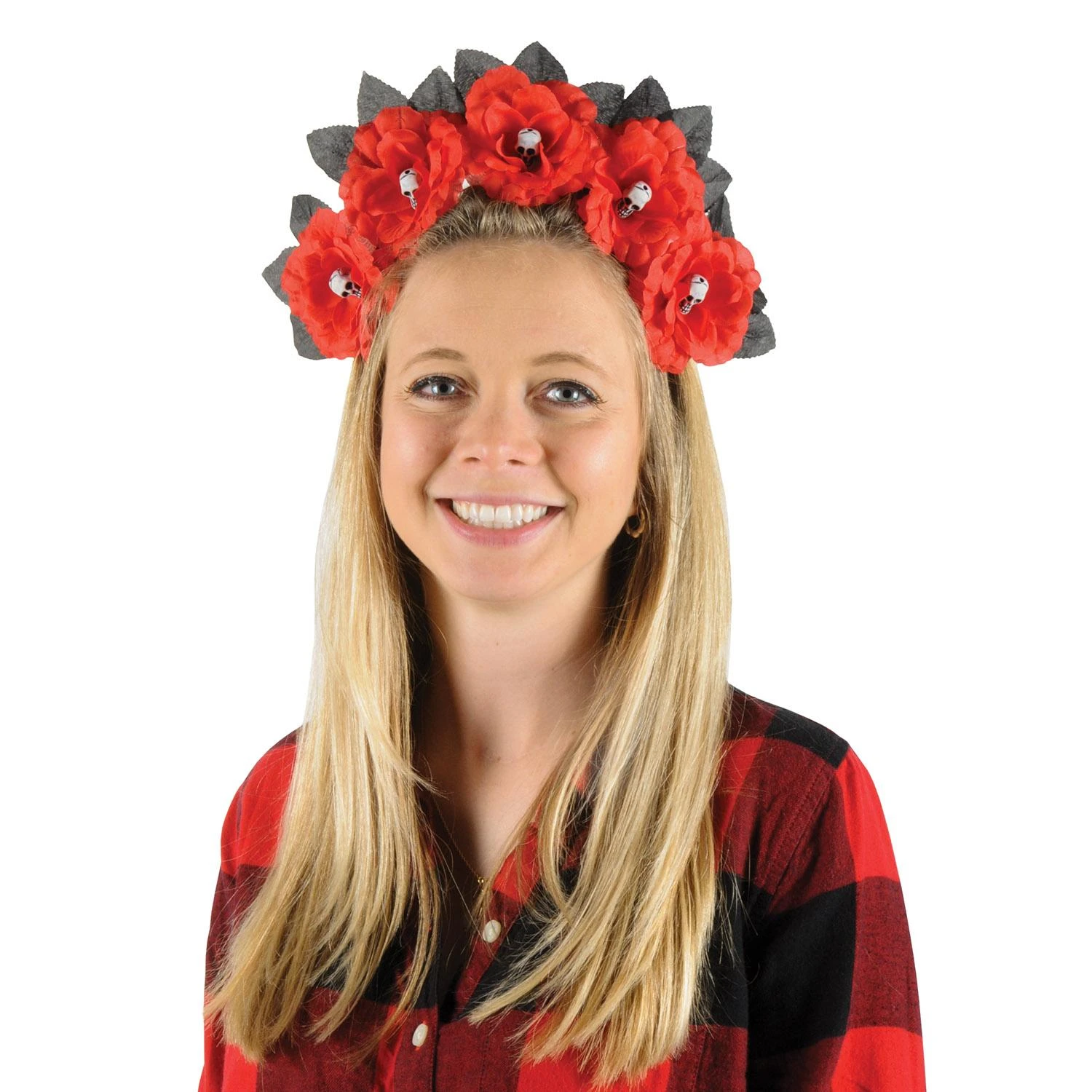 Day Of The Dead Red Floral Headband 2 Day Of The Dead Red Floral Headband - Image 2