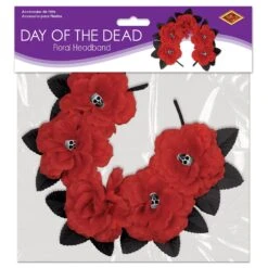 Day Of The Dead Red Floral Headband 5 Day Of The Dead Red Floral Headband -Bulk Party Supplies Shop 00842 i3