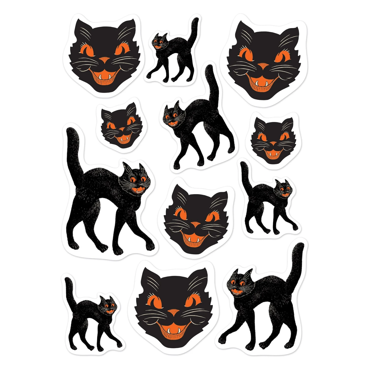 Vintage Halloween Black Cat Stickers (4 Sheets Per Package) 1 Vintage Halloween Black Cat Stickers (4 Sheets Per Package)