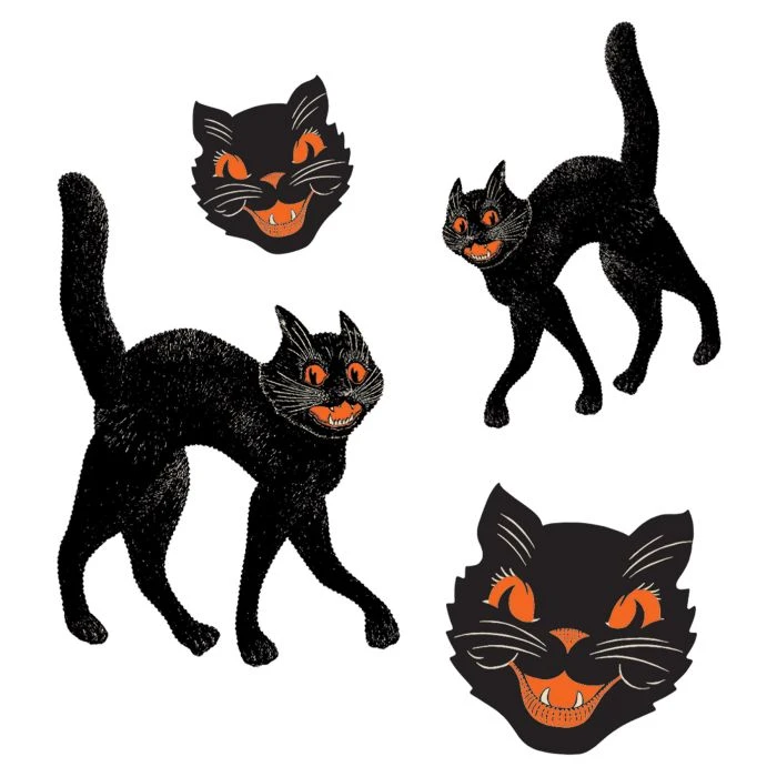 Vintage Halloween Black Cat Stickers (4 Sheets Per Package) 2 Vintage Halloween Black Cat Stickers (4 Sheets Per Package) - Image 2