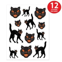 Vintage Halloween Black Cat Stickers (4 Sheets Per Package) 11 Vintage Halloween Black Cat Stickers (4 Sheets Per Package) -Bulk Party Supplies Shop 00848 i4 1 vintage halloween black cat stickers