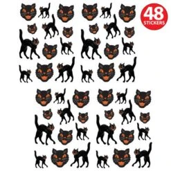 Vintage Halloween Black Cat Stickers (4 Sheets Per Package) 12 Vintage Halloween Black Cat Stickers (4 Sheets Per Package) -Bulk Party Supplies Shop 00848 i4 2 vintage halloween black cat stickers