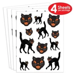 Vintage Halloween Black Cat Stickers (4 Sheets Per Package) 10 Vintage Halloween Black Cat Stickers (4 Sheets Per Package) -Bulk Party Supplies Shop 00848 i4 vintage halloween black cat stickers