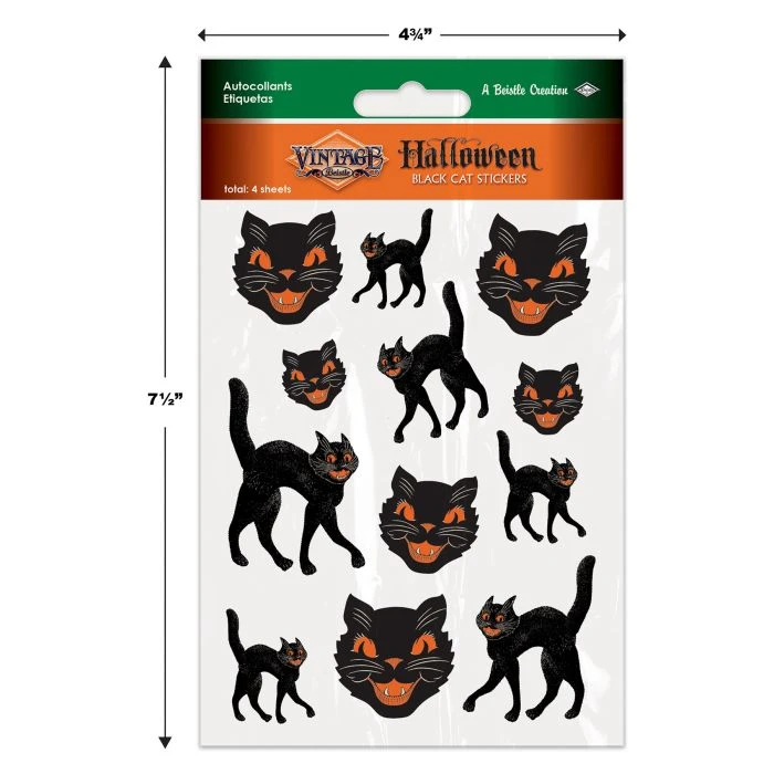 Vintage Halloween Black Cat Stickers (4 Sheets Per Package) 7 Vintage Halloween Black Cat Stickers (4 Sheets Per Package) - Image 7