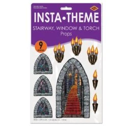 Halloween Stairway - Window & Torch Props (9 Per Package) -Bulk Party Supplies Shop 00912 i3