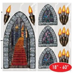 Halloween Stairway - Window & Torch Props (9 Per Package) -Bulk Party Supplies Shop 00912 i4 1
