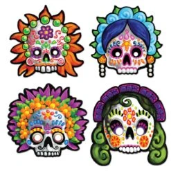 Day Of The Dead Masks (4 Per Package)