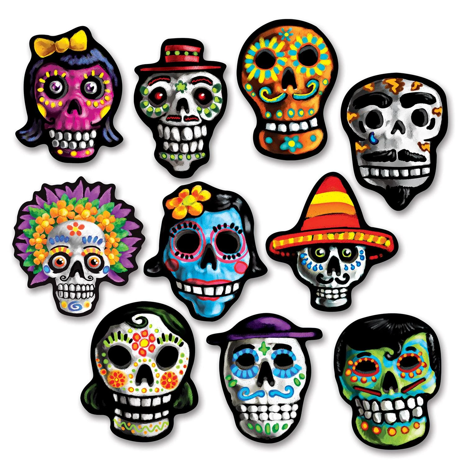 Mini Day Of The Dead Cutouts (10 Per Package) 1 Mini Day Of The Dead Cutouts (10 Per Package)