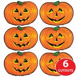 Halloween Jack-O-Lantern Cutouts (6 Per Package) -Bulk Party Supplies Shop 00944 i7