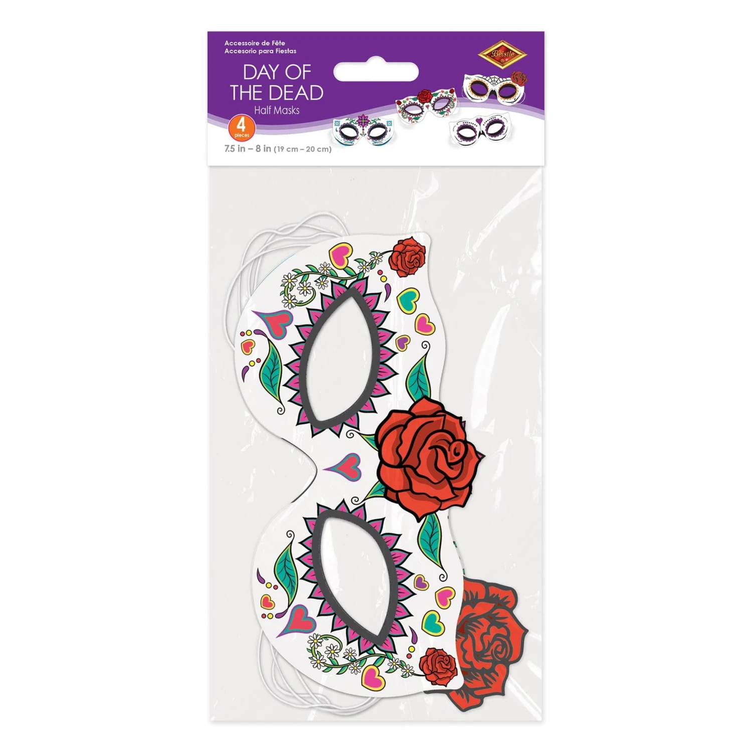Day Of The Dead Half Masks (4 Per Package) 6 Day Of The Dead Half Masks (4 Per Package) - Image 6