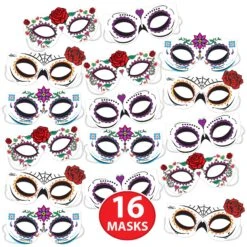 Day Of The Dead Half Masks (4 Per Package) 21 Day Of The Dead Half Masks (4 Per Package) -Bulk Party Supplies Shop 00951 i7 1