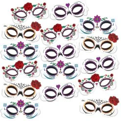 Day Of The Dead Half Masks (4 Per Package) 20 Day Of The Dead Half Masks (4 Per Package) -Bulk Party Supplies Shop 00951 i7
