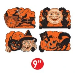 9 Inch Vintage Halloween Cutouts (4 Per Package) 9 9 Inch Vintage Halloween Cutouts (4 Per Package) -Bulk Party Supplies Shop 01182 i5
