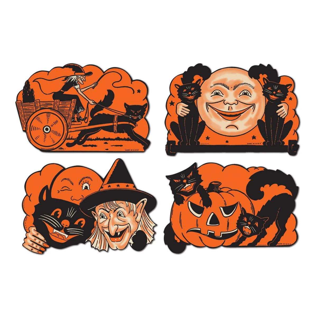 9 Inch Vintage Halloween Cutouts (4 Per Package) 1 9 Inch Vintage Halloween Cutouts (4 Per Package)