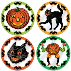 Plastic Vintage Halloween Round Placemats (4 Per Package)