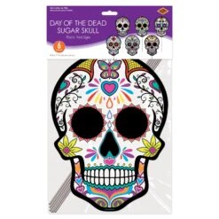 Plastic Day Of The Dead Sugar Skull Yard Signs (6 Per Package) -Bulk Party Supplies Shop 01256 i3