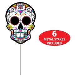 Plastic Day Of The Dead Sugar Skull Yard Signs (6 Per Package) -Bulk Party Supplies Shop 01256 i4