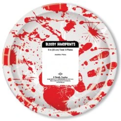 Halloween Bloody Handprints Paper Plates 9 Inch (8 Per Package) -Bulk Party Supplies Shop 08003 i3