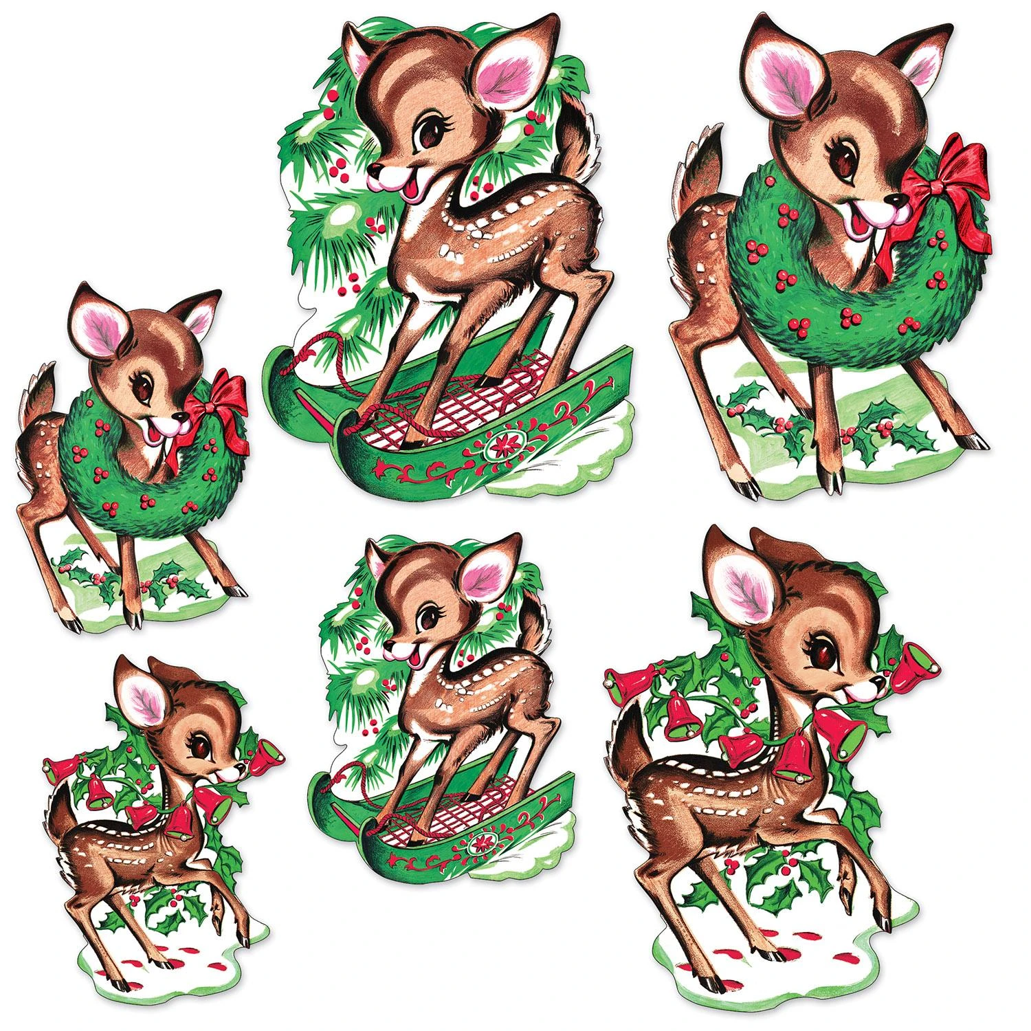 Vintage Christmas Reindeer Cutouts (6 Per Package) 1 Vintage Christmas Reindeer Cutouts (6 Per Package)