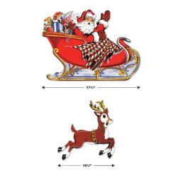 Vintage Christmas Santa & Sleigh Cutouts (5 Per Package) -Bulk Party Supplies Shop 20055 i5