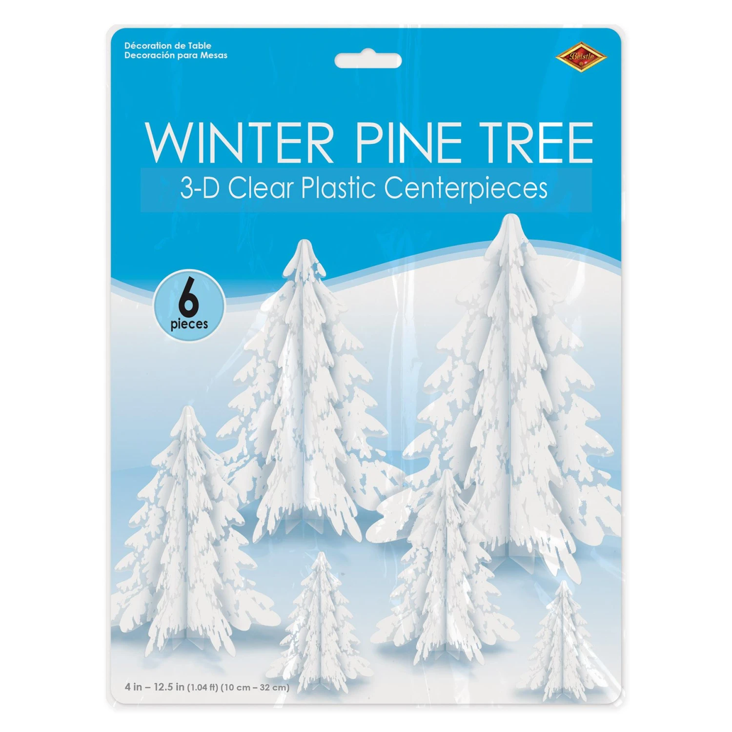 Christmas 3-D Clear Plastic Winter Pine Tree Centerpieces (72 Per Case) 5 Christmas 3-D Clear Plastic Winter Pine Tree Centerpieces (72 Per Case) - Image 5