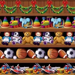 Christmas Santa's Workshop Backdrop