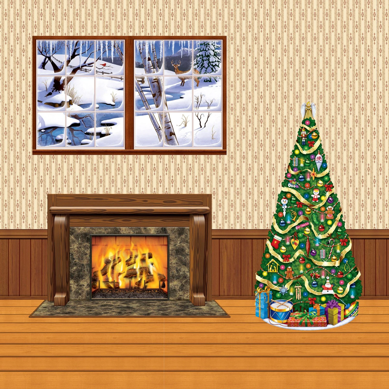 Christmas Floor/Wainscoting Backdrop 2 Christmas Floor/Wainscoting Backdrop - Image 2