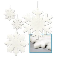 Christmas Fluffy Snowflakes (4 Per Package)
