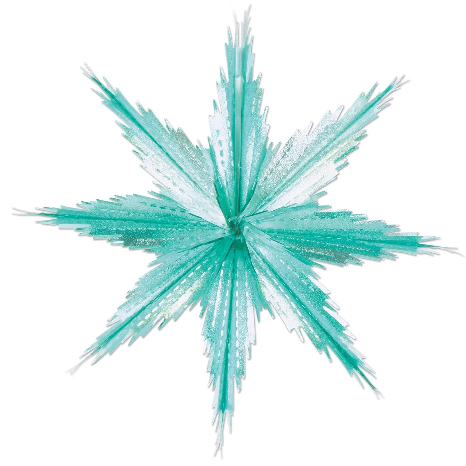 Christmas 2-Tone Metallic Snowflakes - Turquoise & Silver (2 Per Package) 1 Christmas 2-Tone Metallic Snowflakes - Turquoise & Silver (2 Per Package)