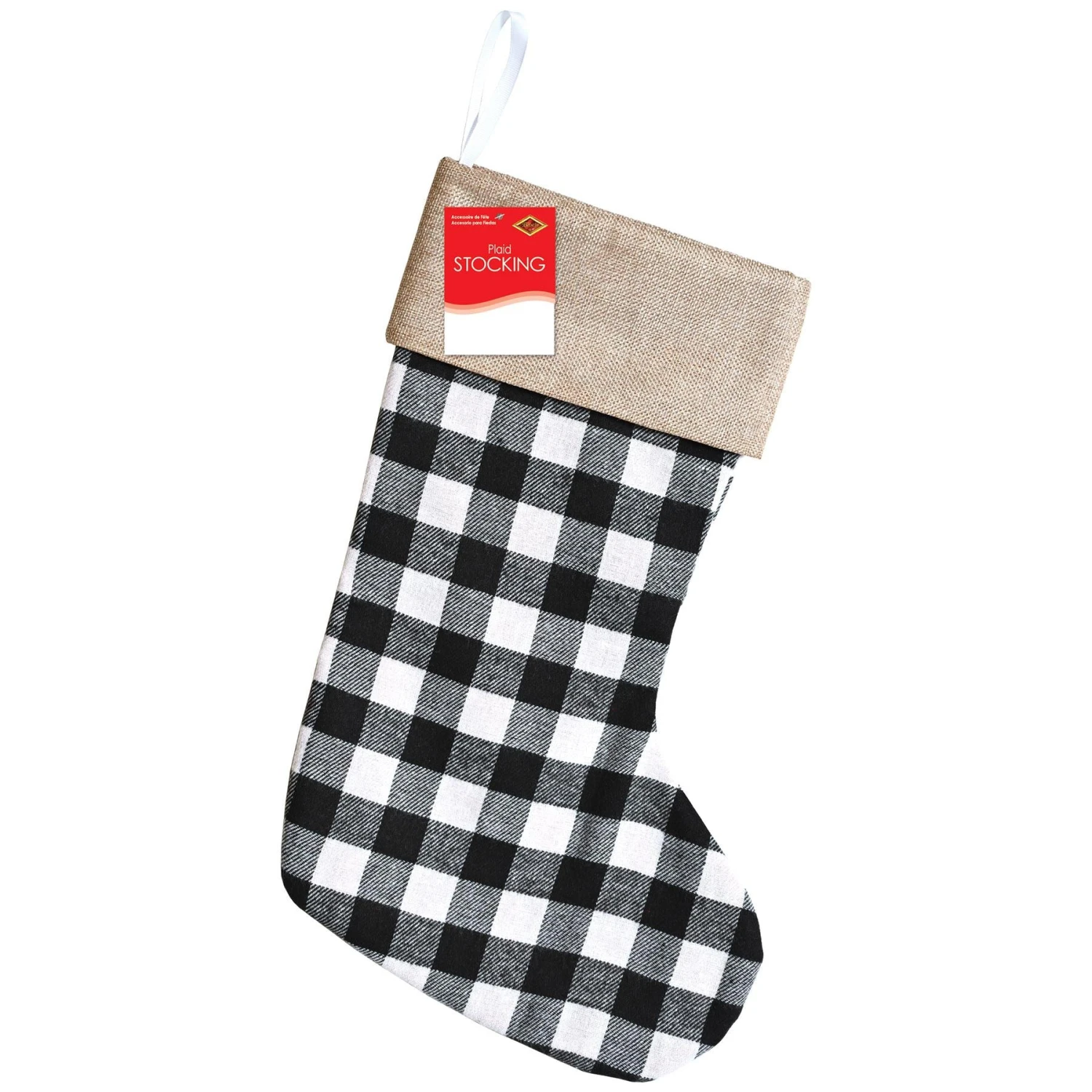 Christmas Black And White Plaid Stocking (12 Per Case) 4 Christmas Black And White Plaid Stocking (12 Per Case) - Image 4