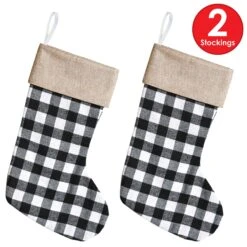 Christmas Black And White Plaid Stocking (12 Per Case) 17 Christmas Black And White Plaid Stocking (12 Per Case) -Bulk Party Supplies Shop 20831 i7 1