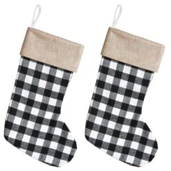 Christmas Black And White Plaid Stocking (12 Per Case) 16 Christmas Black And White Plaid Stocking (12 Per Case) -Bulk Party Supplies Shop 20831 i7