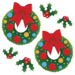 Holly & Wreath Cutout Decorations (6 Per Package)