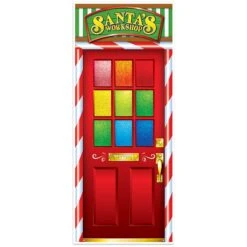 Bulk Party Supplies Shop 7 Santa's Workshop Door Cover (1 Per Package)