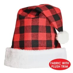 Christmas Plaid Santa Hat - Red & Black (12 Per Case) -Bulk Party Supplies Shop 22731 i4 1