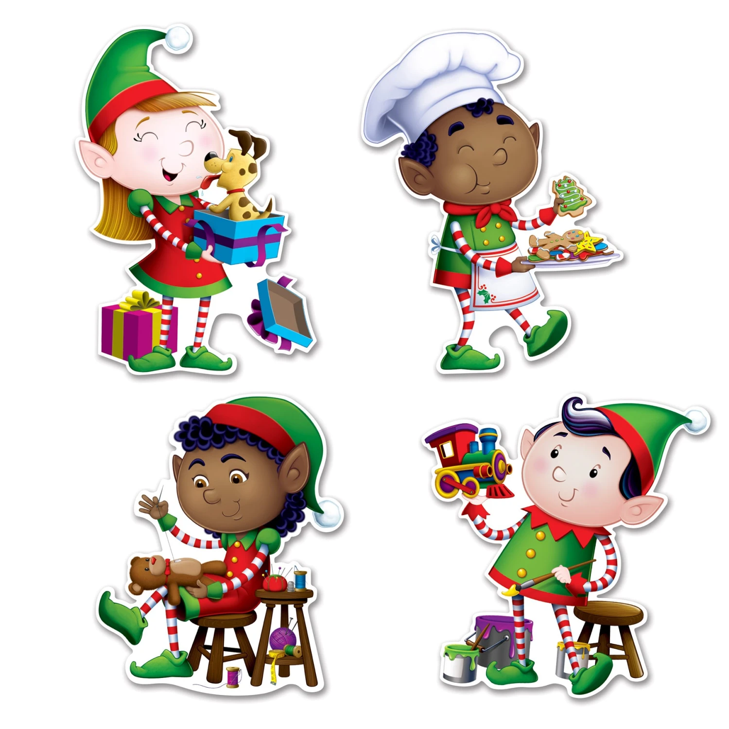 Elves Cutout Decorations (4 Per Package) 1 Elves Cutout Decorations (4 Per Package)