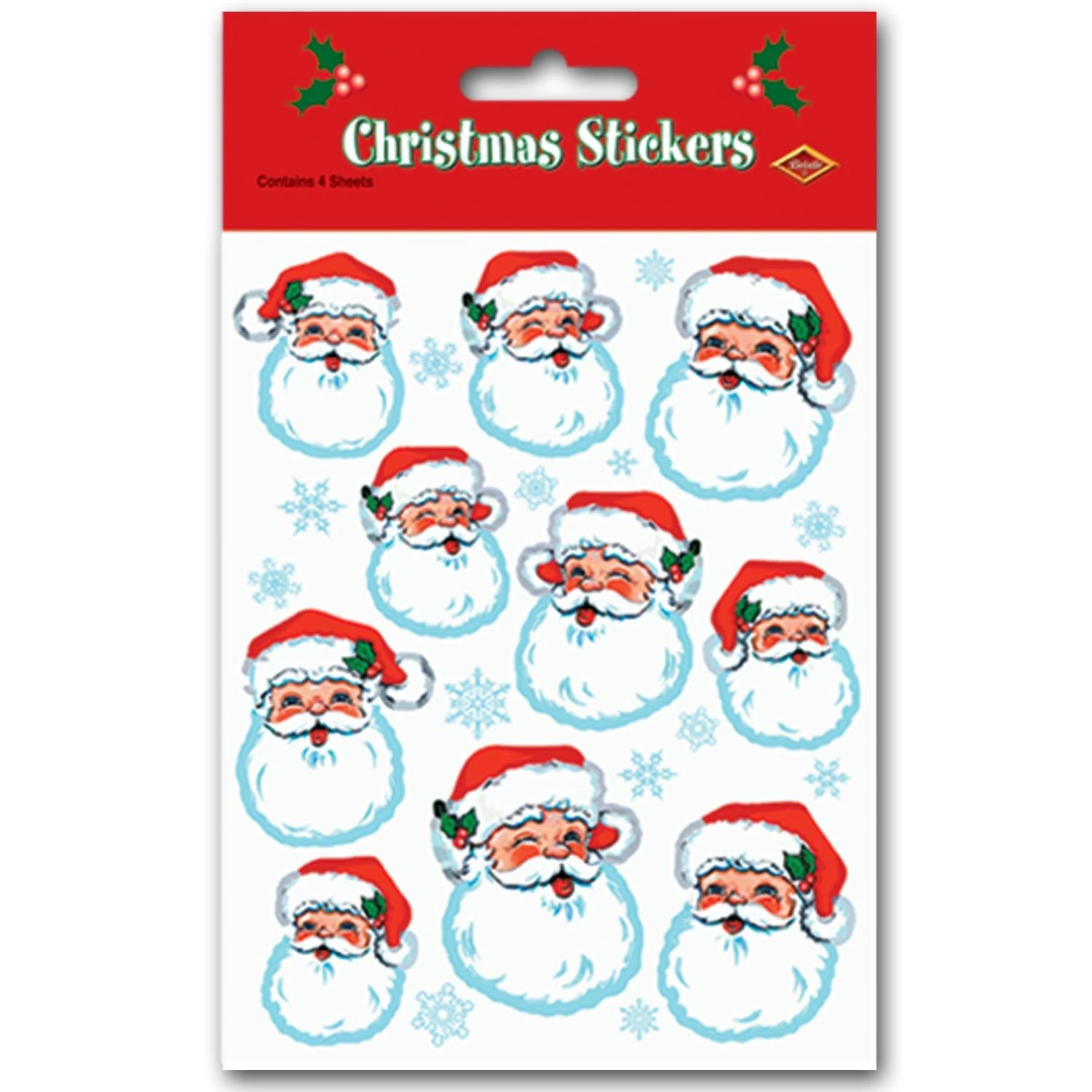 Christmas Santa Face Stickers (4 Sheets Per Package) 1 Christmas Santa Face Stickers (4 Sheets Per Package)