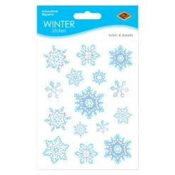 Christmas Snowflake Stickers (4 Sheets Per Package) -Bulk Party Supplies Shop 24020 i3
