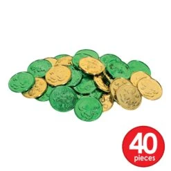 St. Patrick's Day Lucky Leprechaun Plastic Coins (40 Per Package) -Bulk Party Supplies Shop 30856 i7 1