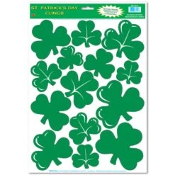 St. Patrick's Day Shamrock Clings (14 Per Package)
